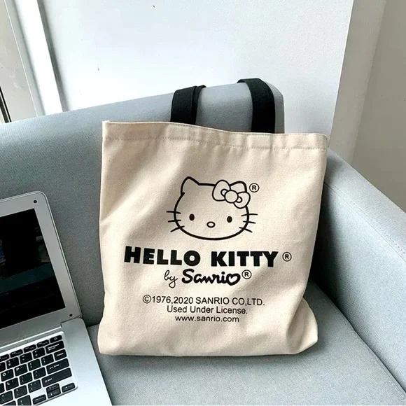 🆕 Hello Kitty Tote bag / cream  color w/ black graphics & straps 🖤 - Picture 8 of 8